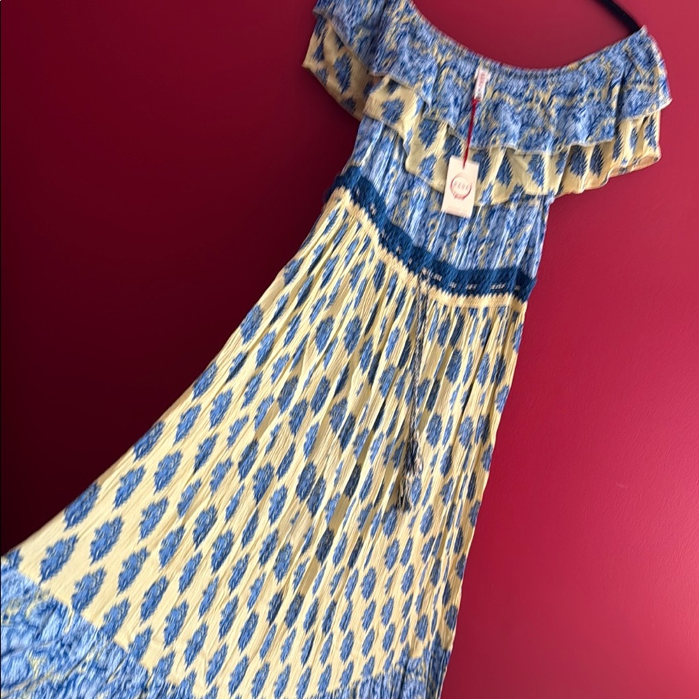 NWT Anthropologie Raga Sunlit Daze Maxi Dress - 
Blue & Yellow Floral